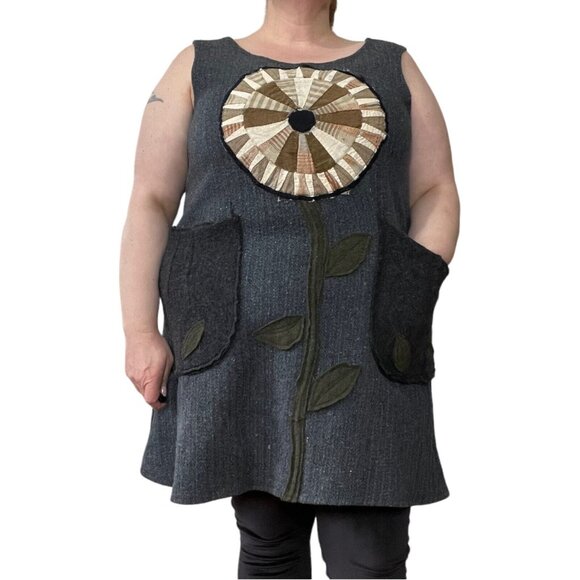 Handmade Dresses & Skirts - Resurrected Rags Handmade OOAK Quilted Neutral Tunic Dress‎ Womens 1X*